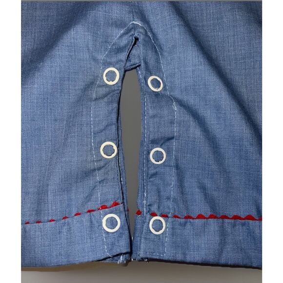 VTG 70s Baby Outfit Red White Blue - Rickrack Trim Retro Rockabilly -Aprox 3-9M - Picture 4 of 7